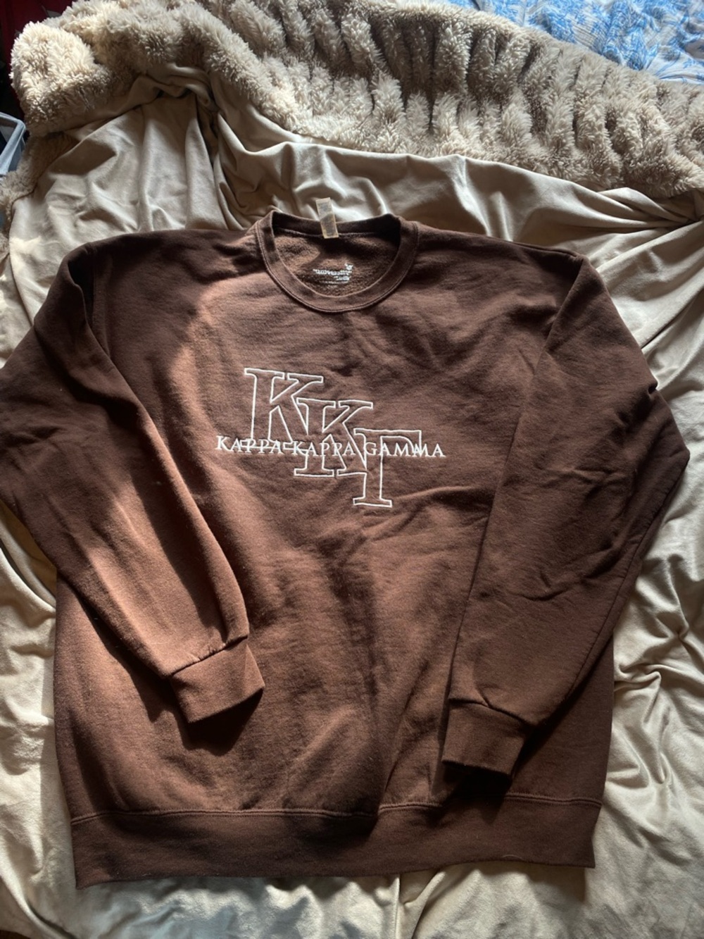 Brown Sorority Crewneck Sweatshirt with Kappa Kappa Gamma Embroidered Letters